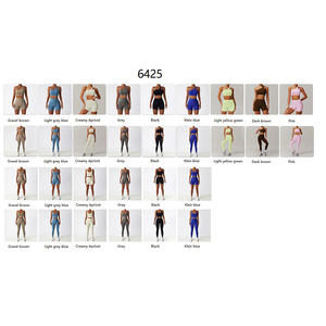 Set di Leggings sportivi sportivi sportivi a vita alta da donna Set di <span class=keywords><strong>abbigliamento</strong></span> per allenamento Fitness da palestra reggiseno da Yoga Set corto - Product Image 5