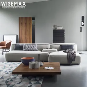 WISEMAX FURNITURE Modern Living Room Sofas Fabric Couch Modular Fabric I Shaped Sectional Floor Sofa Furniture For Home Villa