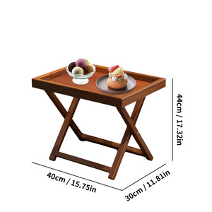 Foldable Wood Side <b>Table</b> Brown <b>Bamboo</b> Base Nightstand Living Room Bedroom Balcony Use - Product Image 4