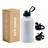 Bouteille d'eau isotherme sous vide en acier inoxydable 304 de 64 oz/2000 ml, double paroi, sans BPA, avec poignée, pour le sport, la remise en forme, les pique-niques en plein air