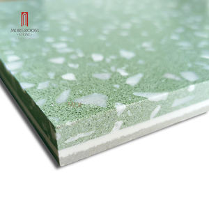 Base <span class=keywords><strong>in</strong></span> Piastrelle <span class=keywords><strong>di</strong></span> Porcellana Composita Terrazzo con Aggregato <span class=keywords><strong>di</strong></span> <span class=keywords><strong>Marmo</strong></span> Bianco e Vetro Verde - Product Image 3