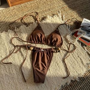 JSN <span class=keywords><strong>Micro</strong></span> Bikinis 2025 Sexy femmes maillots de bain femme maillots de bain <span class=keywords><strong>Bikini</strong></span> ensemble maillot de bain personnalisé solide licou maillots de bain - Product Image 4