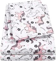 Parure de lit 4 pièces imprimé licorne, drap-housse, drap plat et taies d'oreiller en microfibre, tailles Queen, King, Twin, Full, pour décoration de chambre de filles