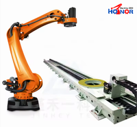 Bras manipulateur robotisé KUKA/FANUC/KAWASAKI de 50 kg en acier inoxydable, contrôlé par PLC, pour palettisation et empilage de cartons et sacs