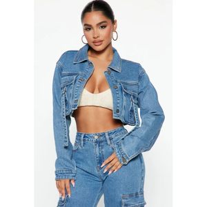 Ensemble en jean personnalisé 2026 : Veste courte à manches longues et jean pour femme, tenue Y2K, haut court boutonné en denim - Product Image 1