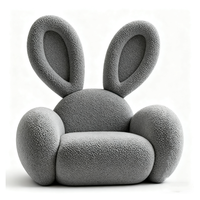 Sillón Giratorio Convertible de Tela con Diseño de Conejo Divertido para Sala de Estar, Centro Comercial y Uso en Hoteles
