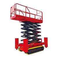 Plateforme de travail aérienne automotrice à ciseaux sur chenilles, 8m, 15.8m, 227kg, 450kg, chenilles en acier, tout-terrain, alimentée par batterie