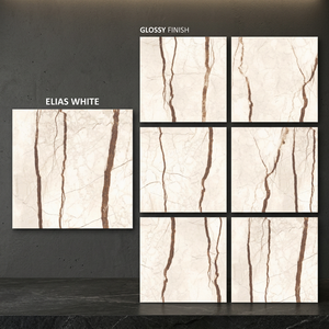 Azulejos de porcelana Elias White de 800x800 mm con acabado brillante inspirados en la elegancia clásica del mármol blanco. - Product Image 1