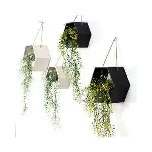 Prateleira para pendurar varanda, plantador de metal preto com verniz para parede, vasos de flores decorativos, para jardim