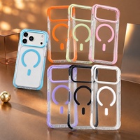 Protection d'angle renforcée transparente minimaliste pour iPhone, étui de téléphone en cuir magnétique