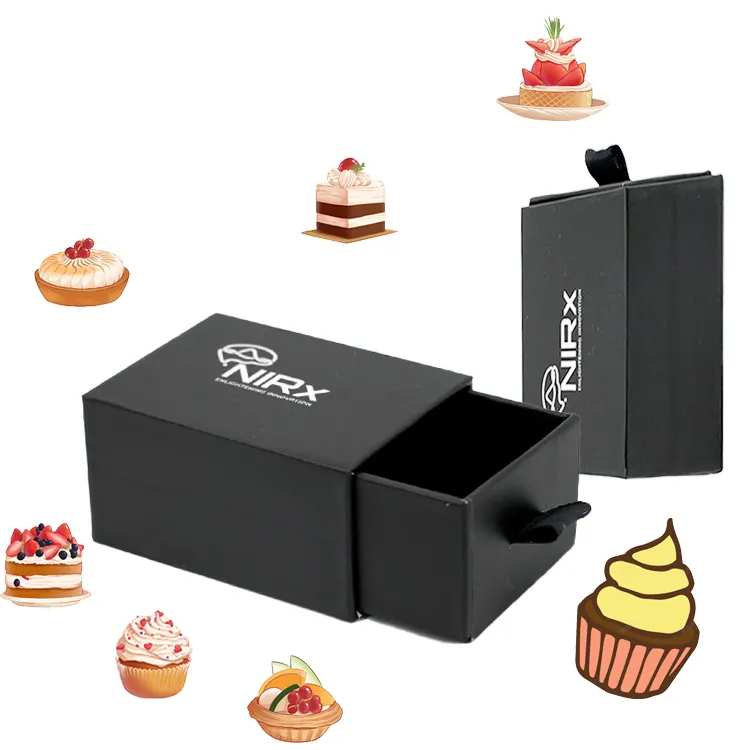 macaron cookie candy folding logo printing food packaging cupcake box with dull tab/ribbon