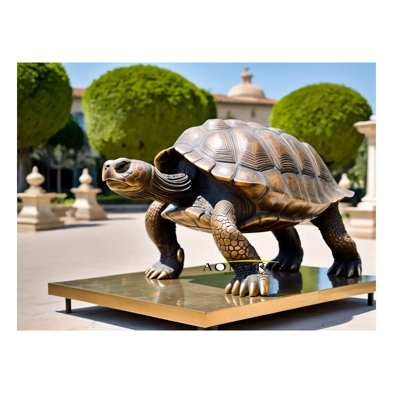 Famous artist design animal protection theme lawn decor copper bronze turtle statue sculpture for sale