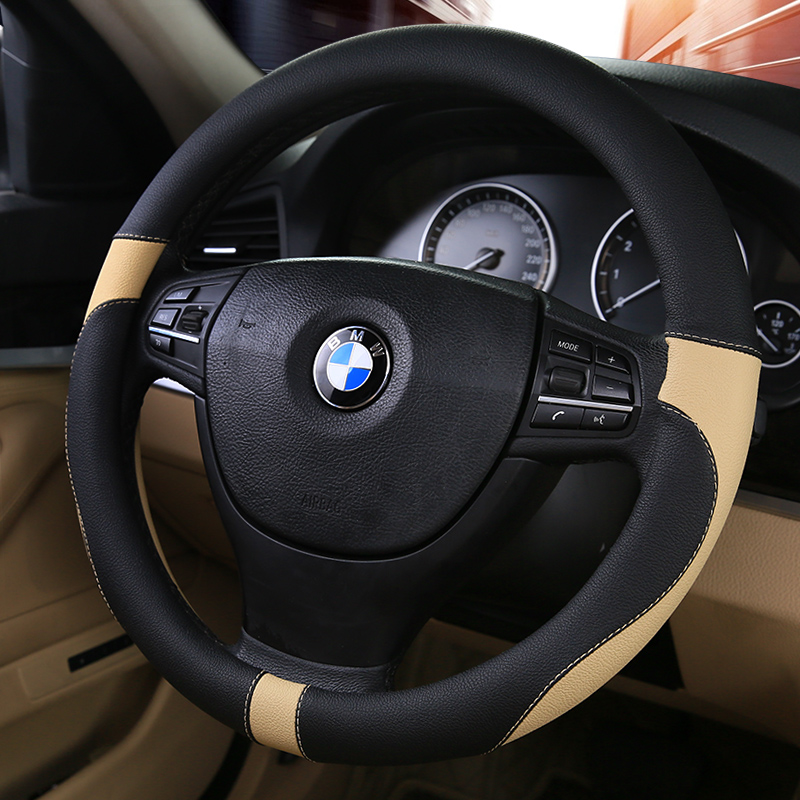 Tiantai Top Auto Genuine Leather Sports Style Heated Car Steering Wheel Cover - Elegance Black