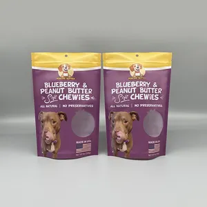 Gedruckt 200g 500g 1kg Wieder versch ließbarer Stand Up Clear Front Reiß verschluss Reiß verschluss Kunststoff Laminierte Verpackung Mylar Beutel Pet Dog Cat Treats Bag