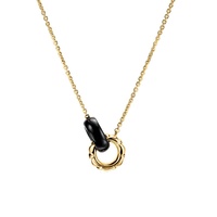 Collier pendentif en or rempli à deux cercles reliés, en argent 925 plaqué or 18 carats, avec pierres précieuses, bijoux de mode pour femmes Maimang