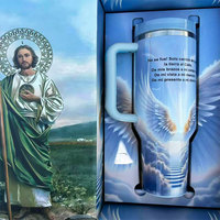 Coffret cadeau personnalisé, gobelet isotherme sous vide, impression de San Judas Tadeo, Vierge Marie, Jésus, gobelets thermiques en acier inoxydable, cadeau pour chrétien