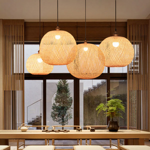 โคมไฟแขวนไม้ไผ่สไตล์จีนทรงกลม LED E27 หัวเดียว สำหรับบันได ห้องน้ำชา โรงแรม เกสต์เฮาส์ - Product Image 5