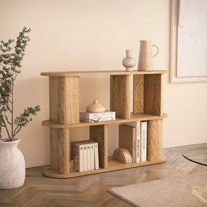 Contemporary Creativity Home Living Room Hallway Display Bookshelf <b>Solid</b> <b>Wood</b> Open Low Shelving <b>Bookcase</b> - Product Image 1