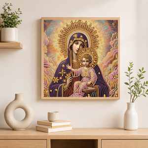 Kit de peinture au diamant 5D à perforation partielle 30x30CM, <span class=keywords><strong>Vierge</strong></span> Marie et bébé Jésus, décoration murale religieuse - Product Image 4