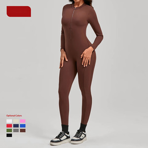 Nuova <span class=keywords><strong>Tuta</strong></span> Intera da Yoga in Maglia a Maniche Lunghe con Cerniera, Effetto Seconda Pelle, Stile Europeo Americano, per <span class=keywords><strong>Donna</strong></span>, Abbigliamento Sportivo <span class=keywords><strong>Aderente</strong></span> - Product Image 3