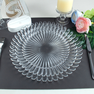 Plato de Presentación de Cristal Transparente con Pétalos de Flores Elegantes de Alta Gama al por Mayor, <span class=keywords><strong>Vajilla</strong></span> Decorativa Transparente para Bodas - Product Image 5
