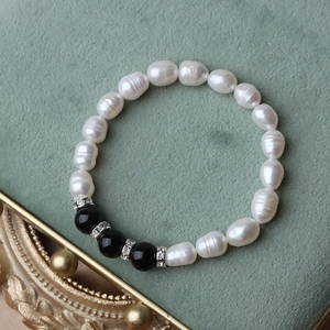 Pulsera de Perlas de Agua Dulce Naturales Amelia, 8-9mm, Elástica, con Cuentas, 4 Diseños, Blanca, Multicolor, Perlas Tipo Patata - Product Image 6