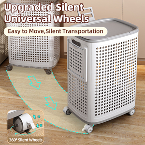 Hot Bán Lớn Nhựa Giặt <span class=keywords><strong>Hamper</strong></span> Với Bánh Xe Và Nắp Hộ Gia Đình Tổ Chức Cho Quần Áo Bẩn Lưu Trữ Cho Tủ Quần Áo - Product Image 5
