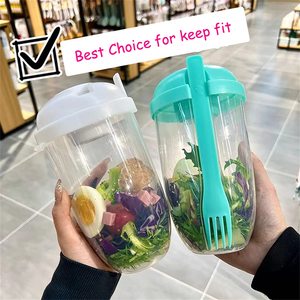 1000ml Salad Meal <span class=keywords><strong>Shaker</strong></span> Cup Conteneur à emporter de légumes frais Keep Fit Salad Cup avec fourchette et porte-vinaigrette - Product Image 6