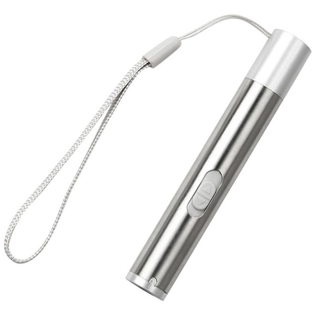 3-in-1 Mini USB Rechargeable Lithium Aluminum IP55 Waterproof LED Flashlight Red Laser Pointer Flood Beam 10000 Hours Lifespan