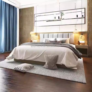 ชุดเฟอร์นิเจอร์ห้องนอนโรงแรม 3 ดาว สไตล์โมเดิร์น เตียงเดี่ยวโครงไม้พร้อมหัวเตียงหุ้มเบาะ โต๊ะข้างเตียง ตู้วางทีวี และตู้เสื้อผ้า - Product Image 4