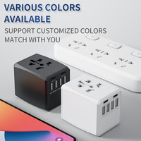 Adaptador de Viaje Universal, Enchufe Internacional, Carga Rápida con 4 Puertos USB y 2 Puertos Tipo-C, ABS, Cargador de Pared Europeo, CE/FCC/ROHS