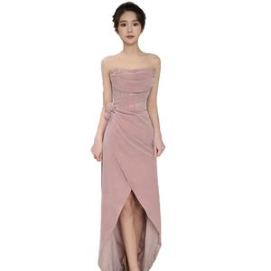 Vestido de Novia <span class=keywords><strong>Rosa</strong></span>, Elegante, Ligero, de Lujo, Sexy, sin Tirantes, Largo, con Abertura, para Banquete, Vestido de Compromiso - Product Image 5