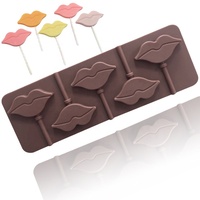 Moule à sucettes et bonbons durs en silicone 919 Factory and Stock, moule à chocolat en silicone à 5 cavités, moule en résine pour bonbons en forme de lèvres, sans BPA