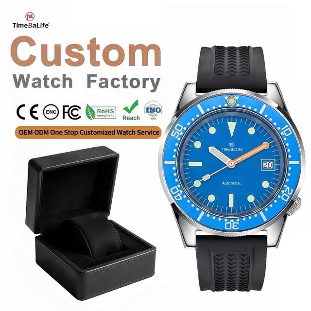 OEM Brand Custom Luxury NH35A Movement 100M Diver Men Mechanical Watches with Rubber Strap 42MM Automatic Watch Date