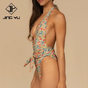 Maillots de bain personnalisés à faible MOQ, logo personnalisé, imprimé double face, décolleté plongeant, maillot de bain de luxe en nylon, une pièce - Product Image 2