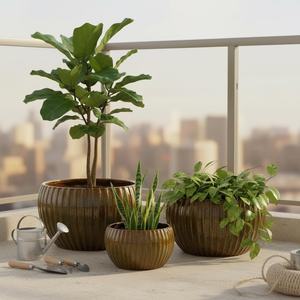 Maceta Grande <span class=keywords><strong>de</strong></span> Cerámica <span class=keywords><strong>de</strong></span> <span class=keywords><strong>1</strong></span> <span class=keywords><strong>Metro</strong></span> con Acabado Esmaltado, Duradera, para Suculentas, Uso Interior/Exterior, Jardinería, Hogar, Moderna - Product Image 1