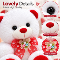 Vente en gros directe d'usine : Paire d'ours en peluche blanc et rouge pour la Saint-Valentin avec nœud en organza et fleur de perles, jouet doux OEM ODM