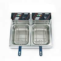 Friteuse électrique professionnelle de comptoir, 1 cuve, 2 paniers, 12 L, en acier inoxydable, chauffage rapide pour restaurant de restauration rapide et snack-bar
