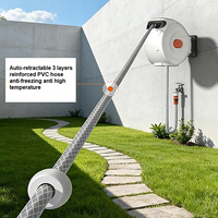Enrouleur de tuyau d'arrosage mural rétractable 10m 20m 30m 180 °   Support pivotant multifonction pour nettoyeur haute pression, enrouleur de tuyau d'eau ABS