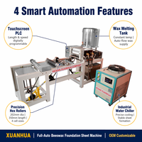 Machine automatique XUANHUA pour la fabrication de feuilles de cire d'abeille avec écran tactile PLC HMI, 4 tailles de cellules, découpe automatique en longueur, Estampadora De Ceras