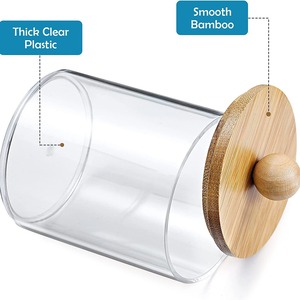 Paquete de 4 dispensadores de hisopos, tarros de plástico tipo boticario, organizadores de maquillaje para tocador, almacenamiento, recuerdos para fiestas - Product Image 3