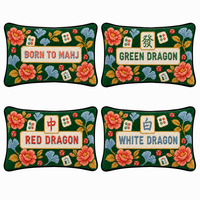 Housse de coussin Mahjong brodée à la main en polyester, faite à la main, pour salle de jeux, vente en gros, OEM