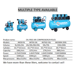 Compresor de Aire Silencioso sin Aceite de 2.2KW, 3 Cabezales, 100L, 411L/min, 8 Bar, Certificado CE para Uso Médico e Industrial - Product Image 2