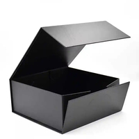 Boîte à chapeau magnétique pliable en carton rigide de luxe noire OEM avec logo personnalisé pour l'emballage de vêtements et de cosmétiques
