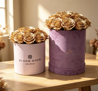 Boîtes cadeaux rondes de luxe en carton recyclé violet personnalisées avec ruban et poignée pour l'emballage de cadeaux