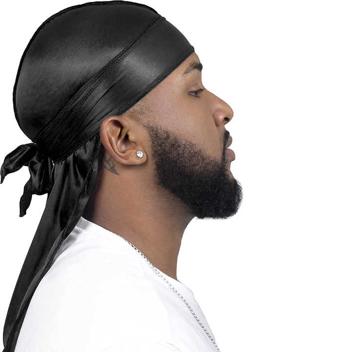Vente en gros de bonnet bandana personnalisé Chapeau long en satin de soie pour homme Duragesic Durag