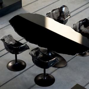 Chaise de salle à manger légère et luxueuse en résine transparente Petal Bar Chaise haute rotative pour la maison moderne au design haut de gamme pour l'appartement - Product Image 2