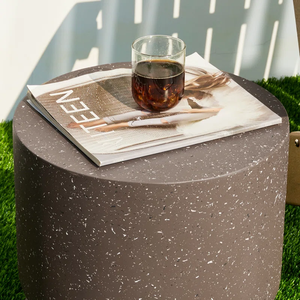 <span class=keywords><strong>Table</strong></span> basse effet <span class=keywords><strong>terrazzo</strong></span> <span class=keywords><strong>de</strong></span> couleur marron gris blanc, tabouret <span class=keywords><strong>de</strong></span> jardin intérieur et extérieur, <span class=keywords><strong>table</strong></span> d'appoint pour patio - Product Image 3