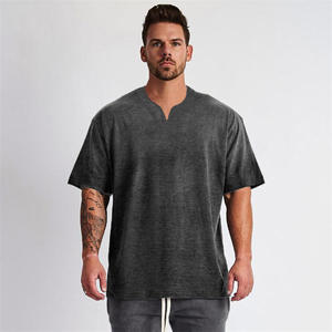 Camiseta Deportiva Tejida con Logotipo Personalizado Estampado en Relieve 2023, 95% Algodón, 5% Elastano, Ecológica, de Secado Rápido, Cuello en V Extra Grande para Hombre - Product Image 3