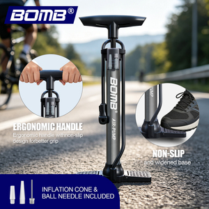 BOMO ปั๊มลมตั้งพื้น 160 PSI ปั๊มลมจักรยานแรงดันสูงน้ำหนักเบาฐานพับได้ด้ามจับตามหลักสรีรศาสตร์สำหรับจักรยานเสือหมอบ MTB - Product Image 2
